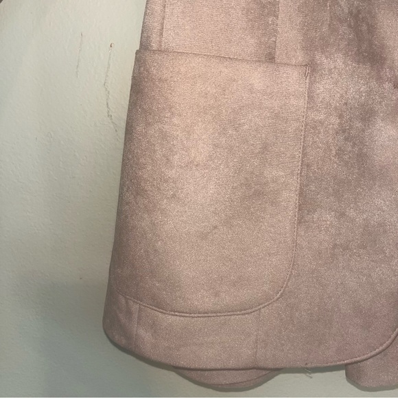 70s Vintage Faux Suede Skirt Suit in Tan Modern Size Medium - Picture 9 of 16